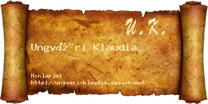 Ungvári Klaudia névjegykártya